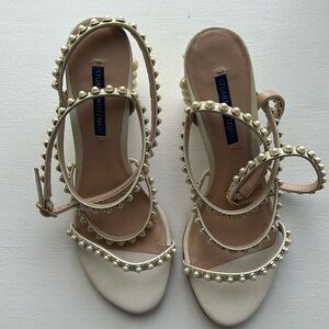 Stuart Weitzman Pearl White Strappy Sandal